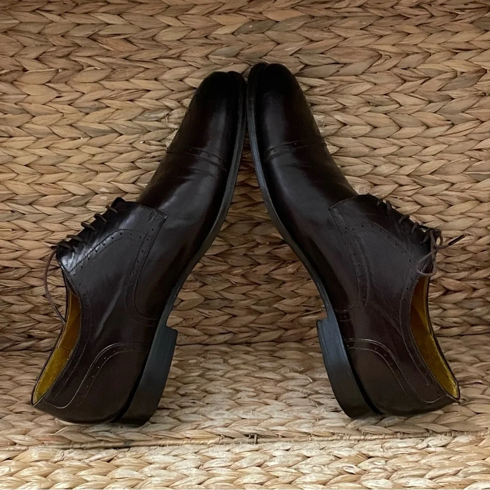 Canali Shoes Mens Size 43 1/2 Captoe Oxblood Dress‎ Made in Italy